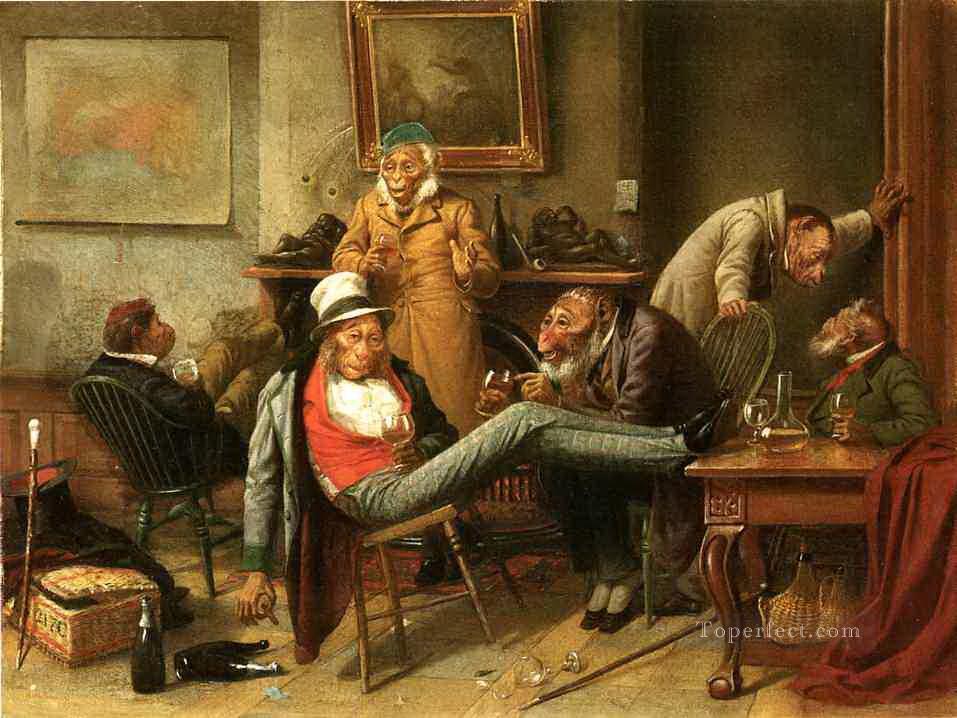 Pre Adamite William Holbrook Beard monkeys in clothes Oil Paintings